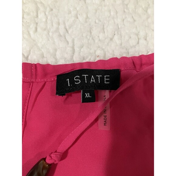 1.STATE Pink Halter Brown Accented Sleeveless Top size XL - Picture 3 of 13